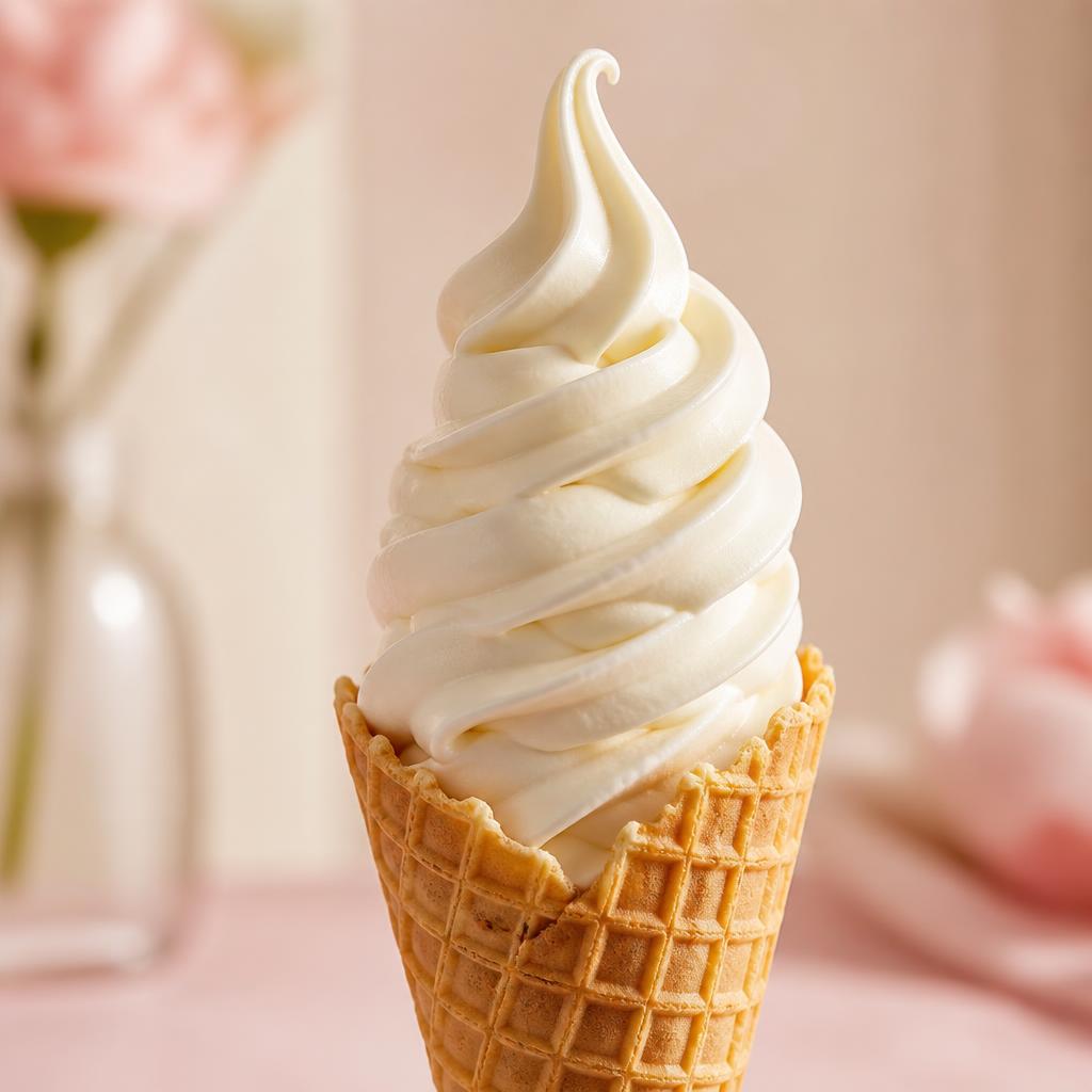 Vanille Softeis in der Waffel